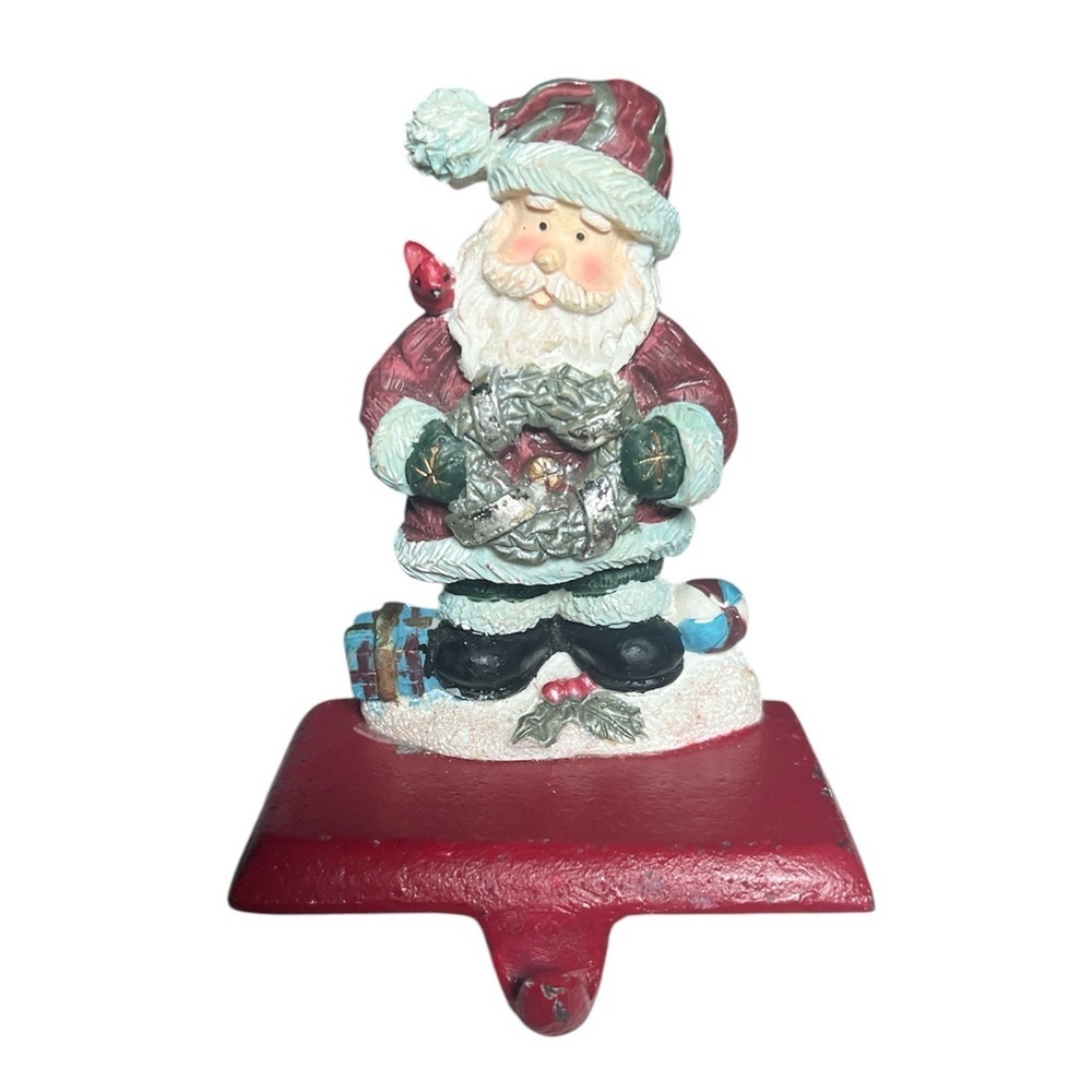 K’s collection vintage cast iron Santa Stocking Holder - Red and White